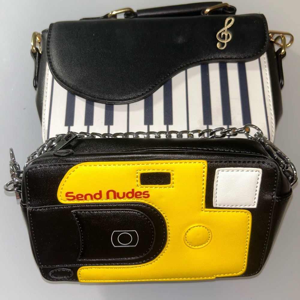Current Mood Black & Yellow Camera-Shaped Crossbody Bag